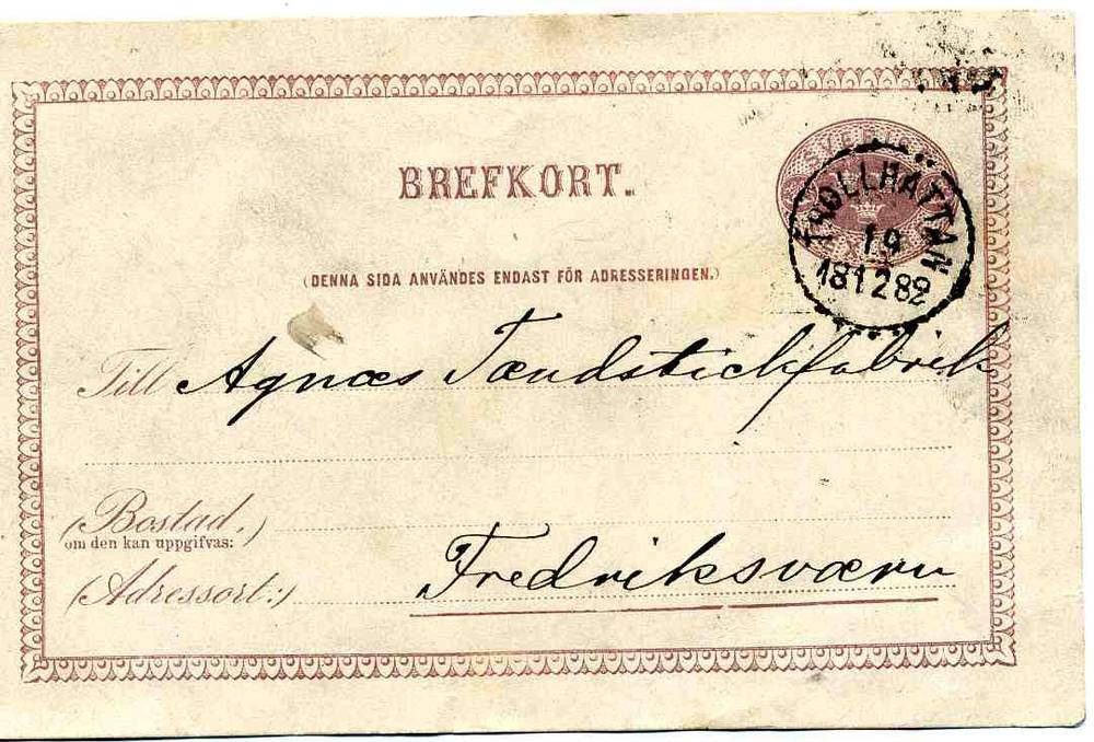 Brefkort st Trollhattan 1882 st Stridsberg