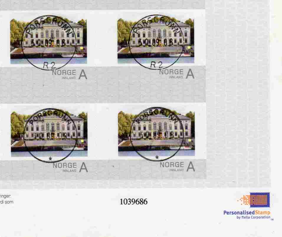 personlig frimerke st Porsgrund 2008 av rådhuset