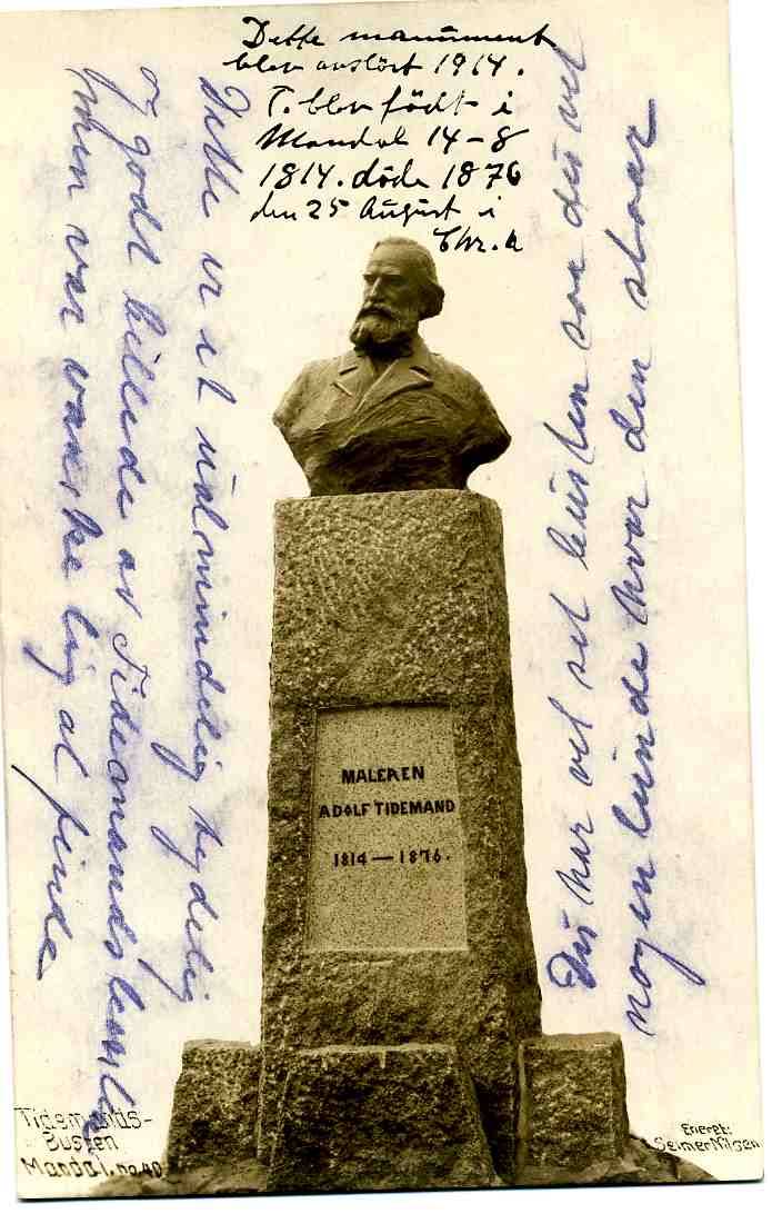 Adolf Tidemand 1814-1876 Tidemandsbysten Mandal no 40 Selmer Nielsen st 1918
