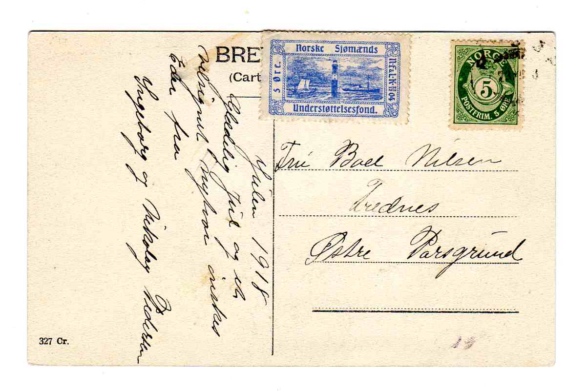 Suldalsporten Stavanger kolorert 327Cr Norske sjømænds understøttelsesfond