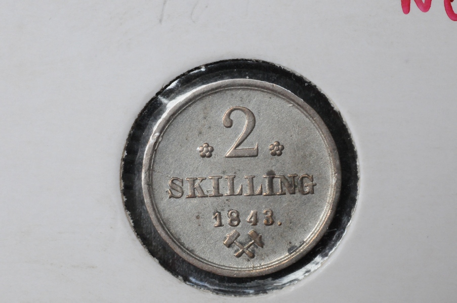 2 shill 1842 Norge kv1+