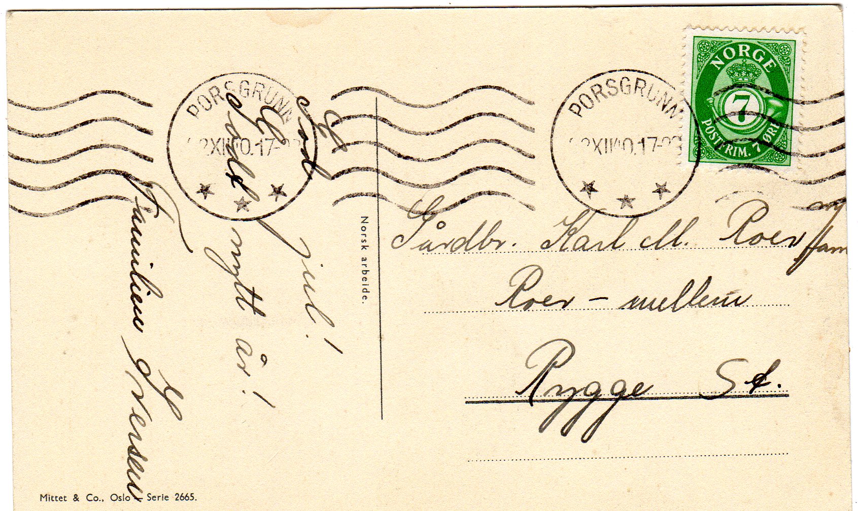 Mittet Serie 2665 Milly Heegaard St. ?/12. 1940 Porsgrunn 