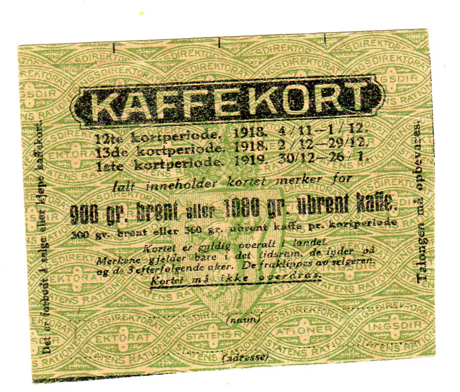 Kaffekort 1919