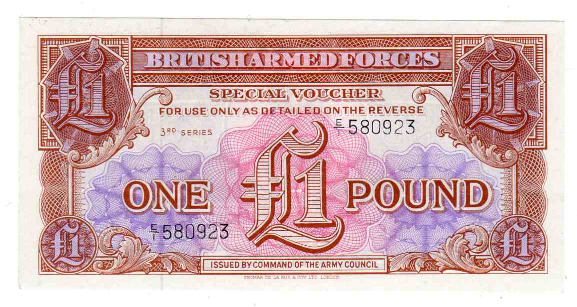 British armed forces 1 pound special voucher kv0