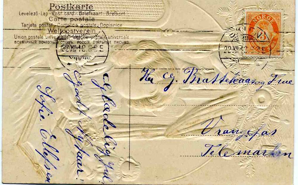 Postkarte st Skien 1918 relieffmotiv