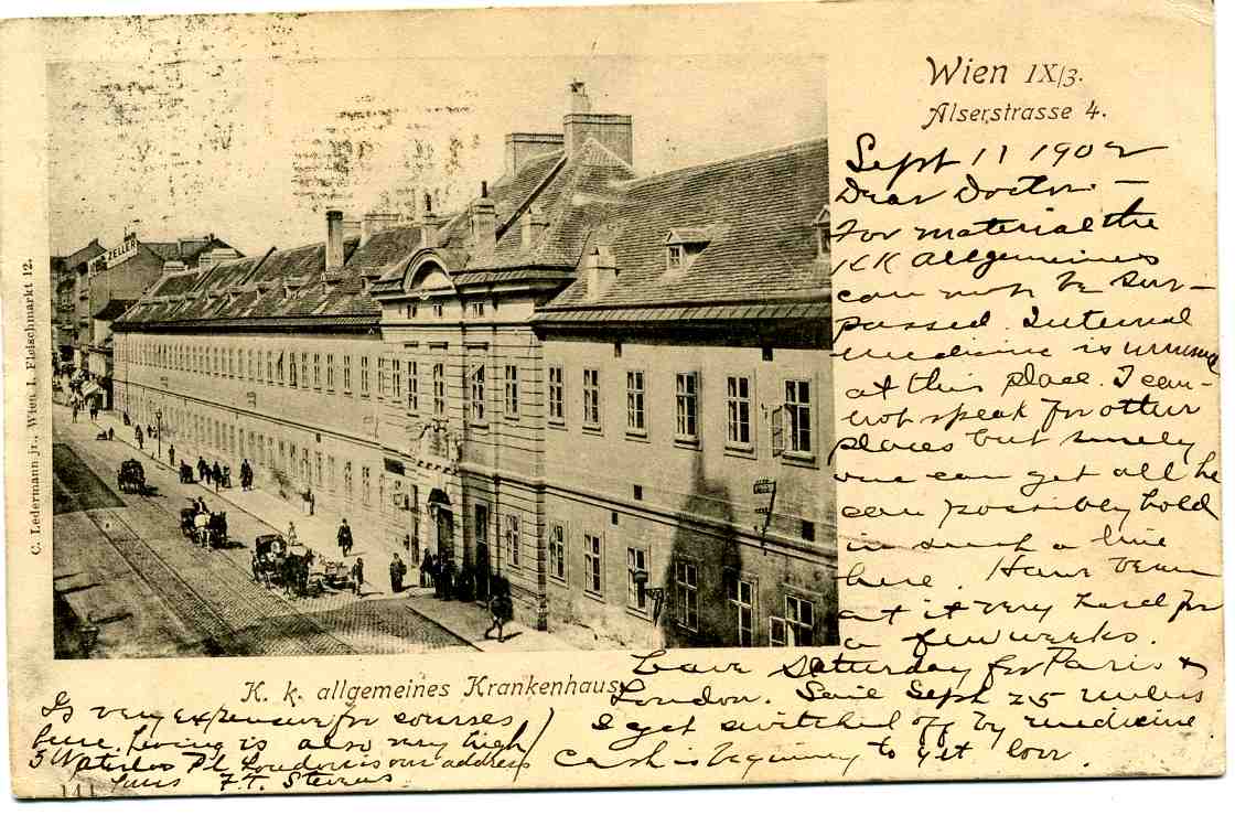 HK Algemeine Krankenhaus Wien IX/3 Alserstrasse 4 st New York 1902 Ledermann