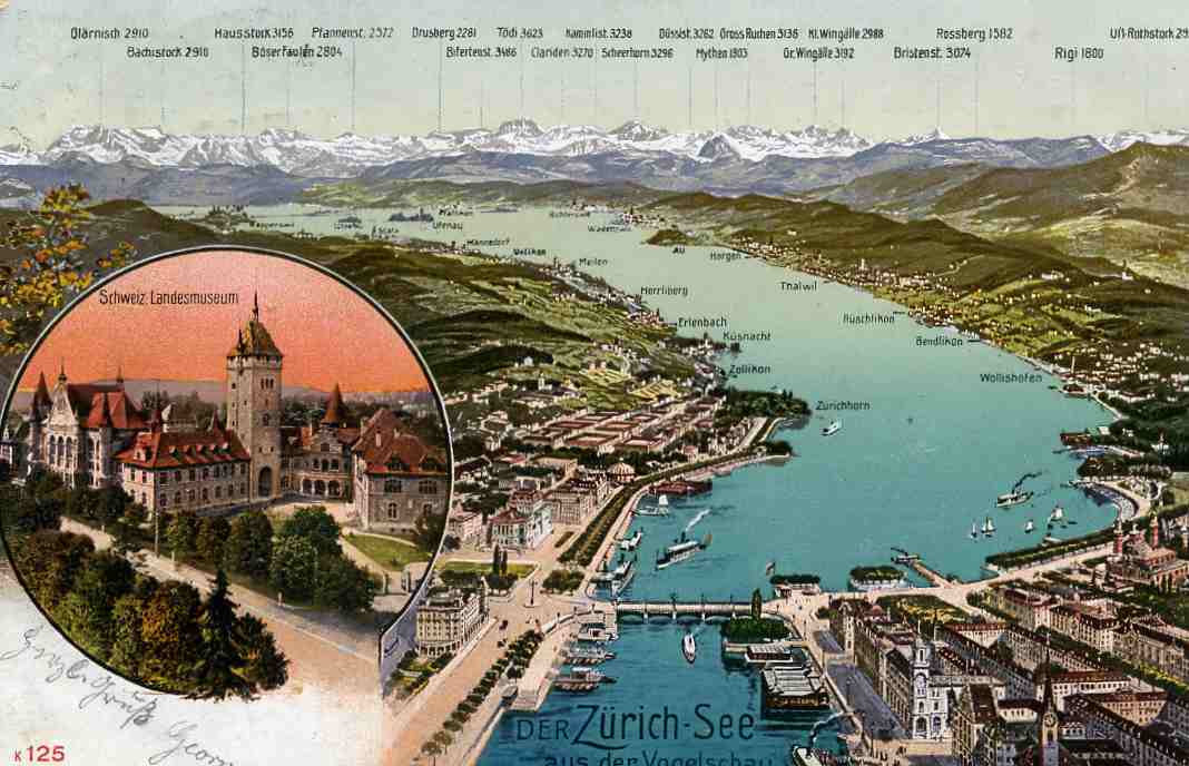 Der Zurich See aus der Vogelschau  K 125 Photoglob