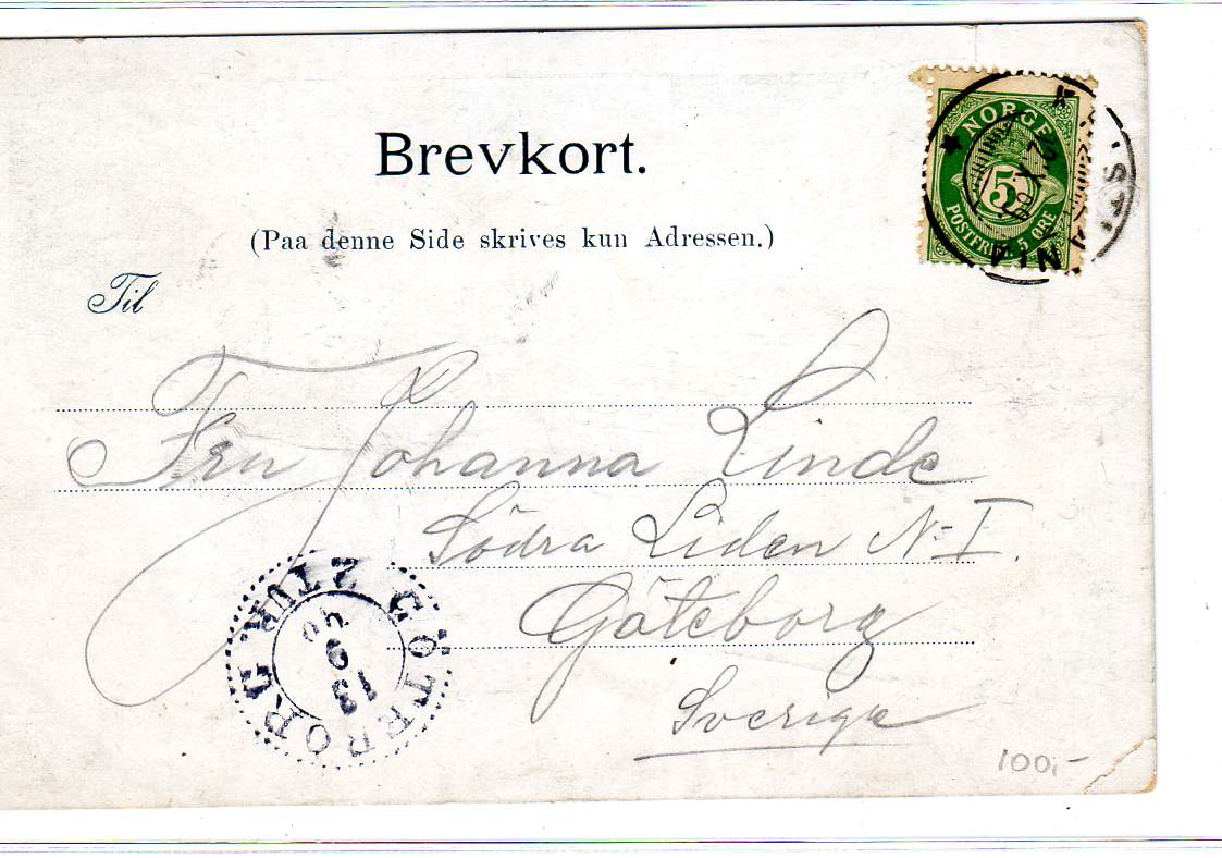 Hilsen fra Holmenkollen Abel st kr 1899 Gøteborg