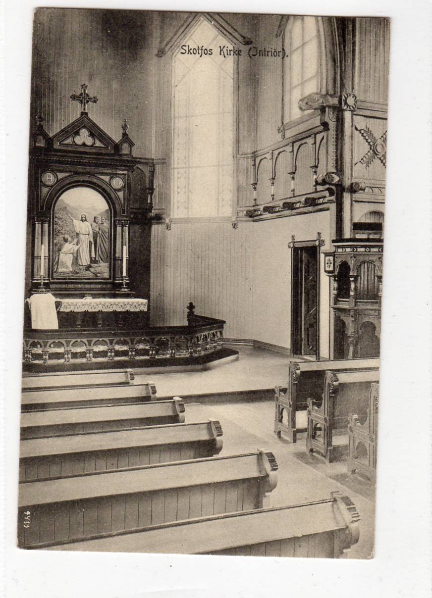 Skotfos kirke interiør 9433 E St Nilssen  st Skien 1910