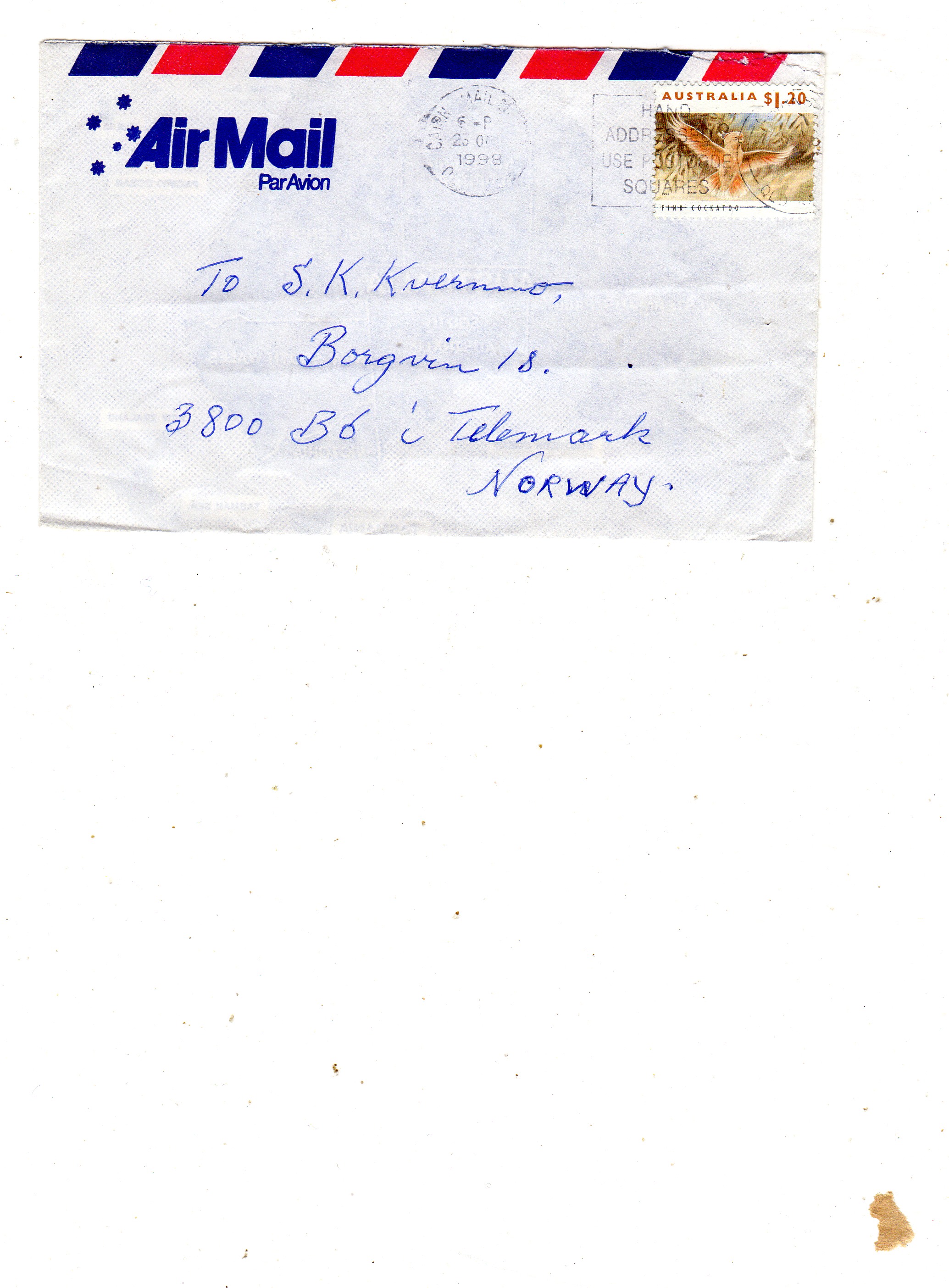 Cairk mail 1988 Hand adressed