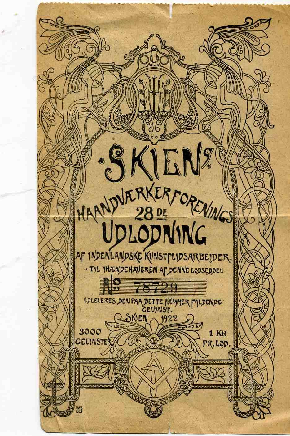 1922 Skien haandværkerforenings 28 udlodning