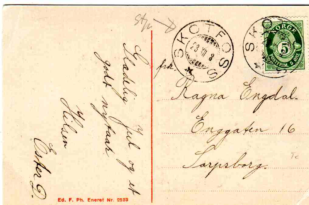 Glædelig jul F Ph 2523 st Skotfoss 1903?