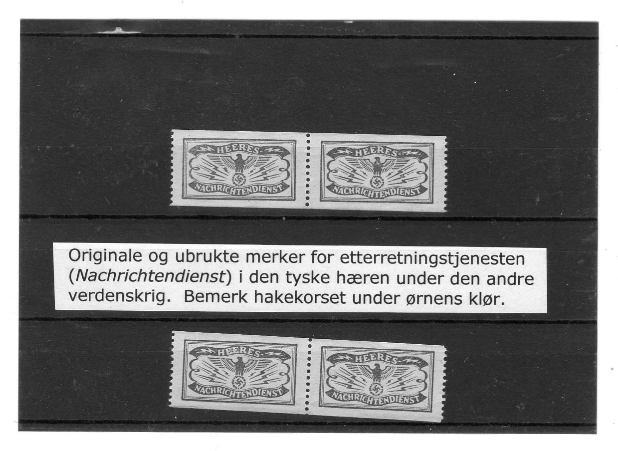 Originale og ubrukte merker for etterretningstjenesten(Nachrichtendienst) i den tyske hæren under den andre verdenskrigen