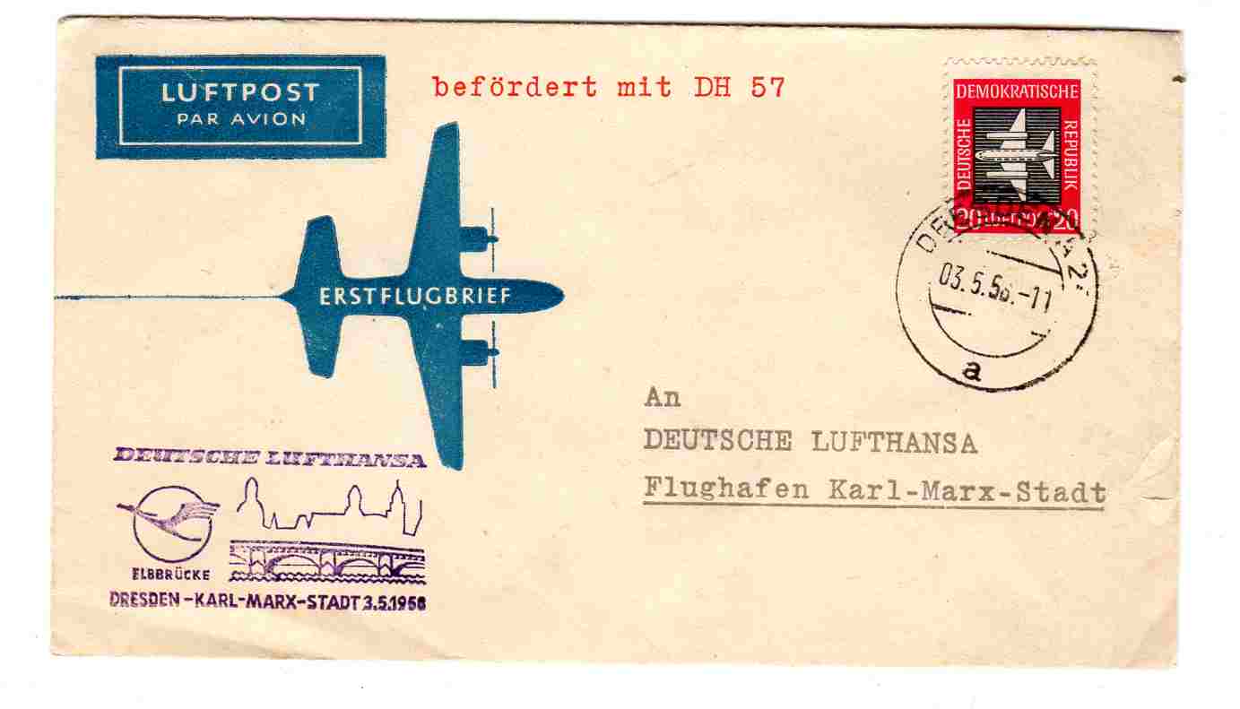 Luftpost st Dresden 1956