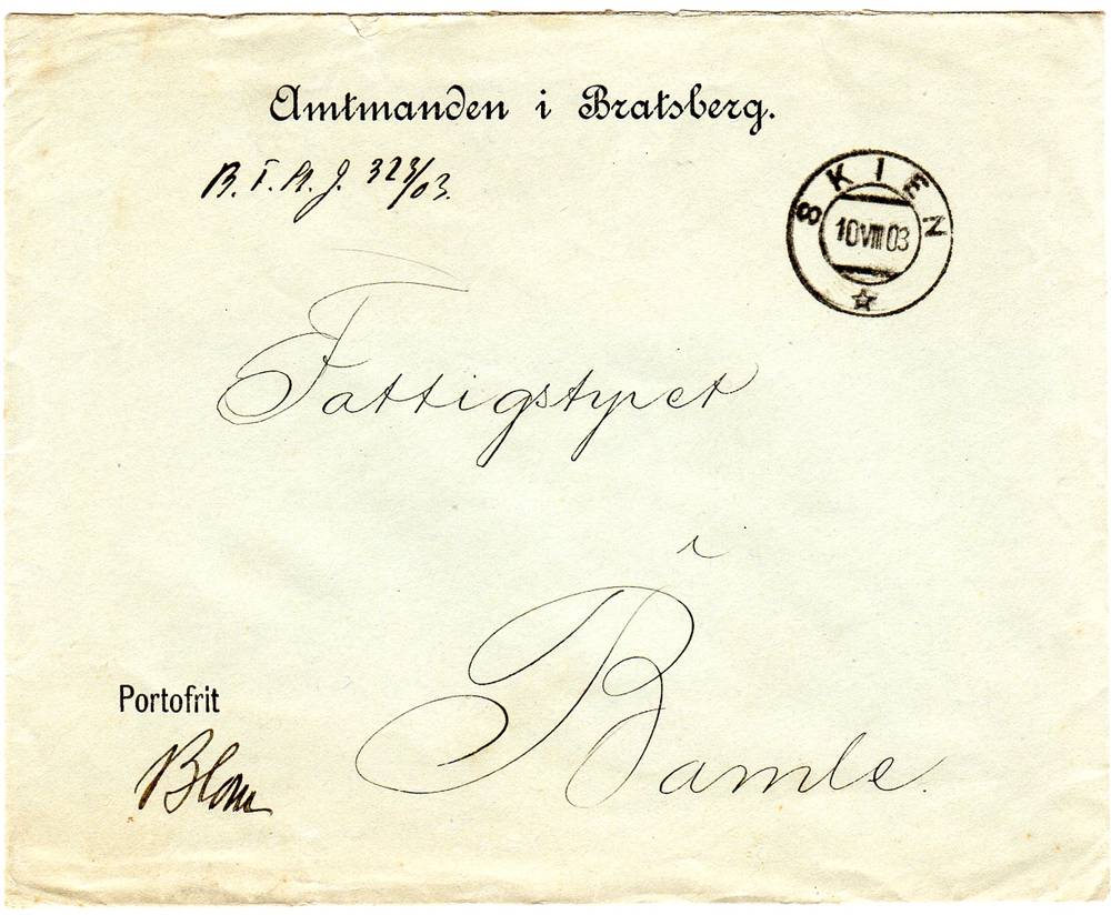 Amtmanden i Bratsberg st Skien 1903 Portofrit
