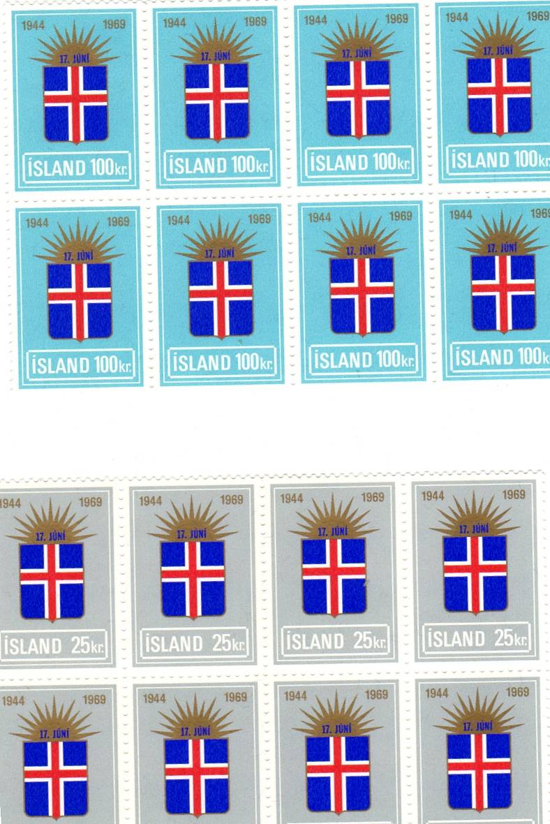 Island 1968 2- 8 blokker ** AFA kr 500