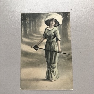 Brevkort Dame, poststempel 1911 Hessaa