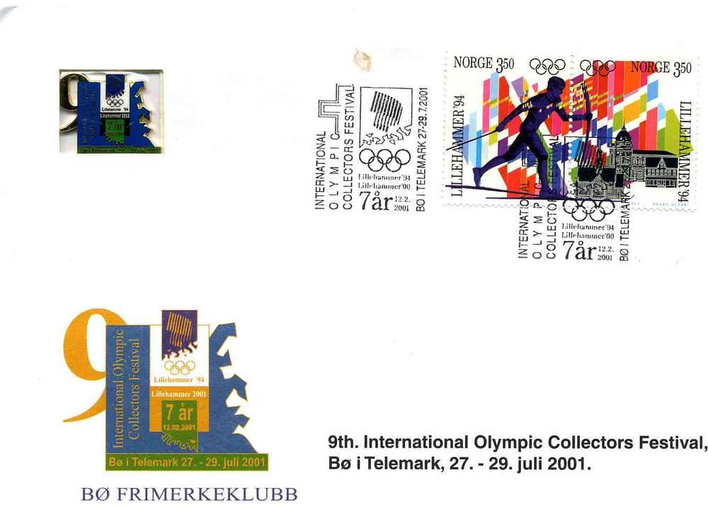 Bø frimerkeklubb samlefestival nr 9 2001 /pins