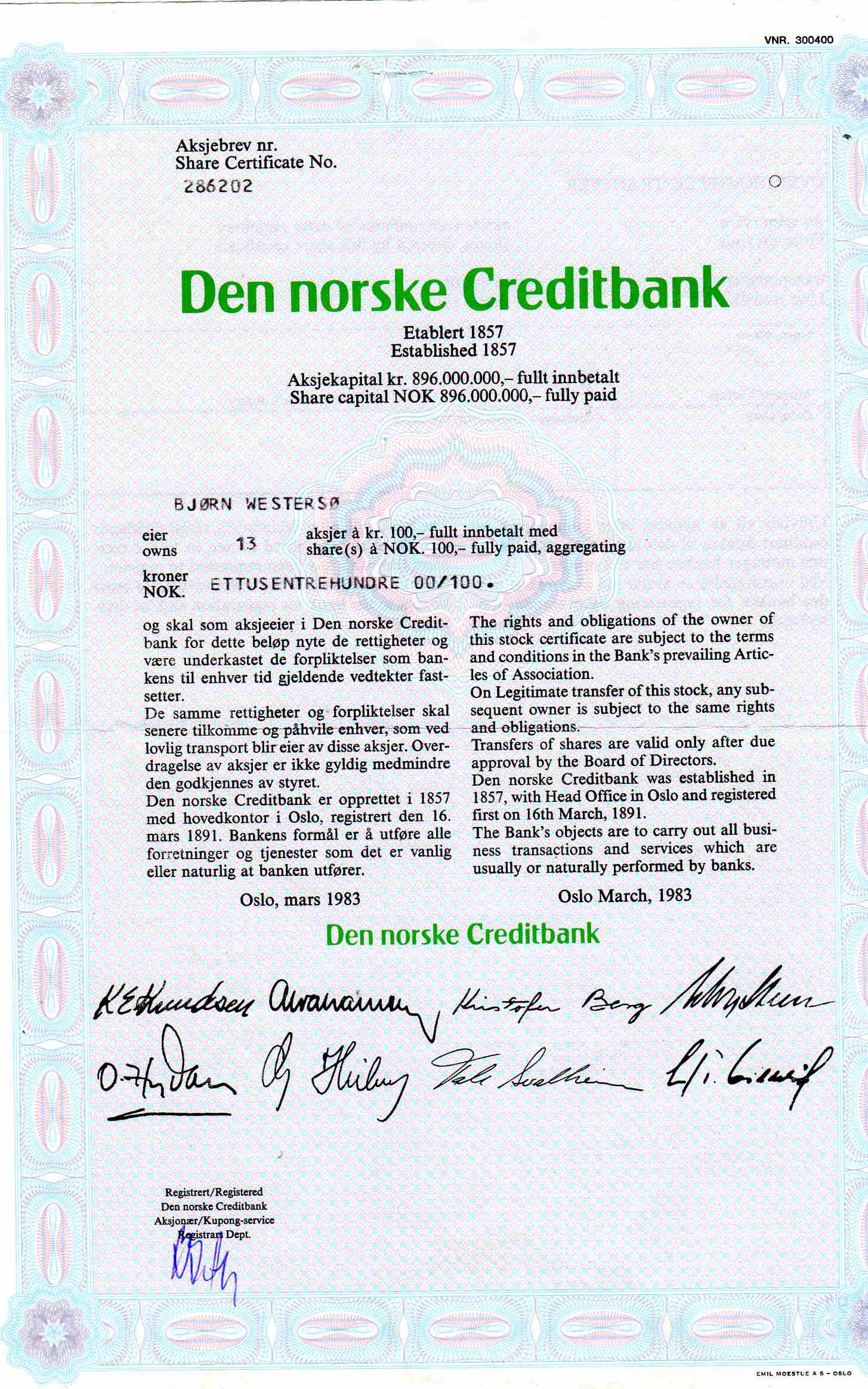 DNC Oslo 286202 1983 kr 1300