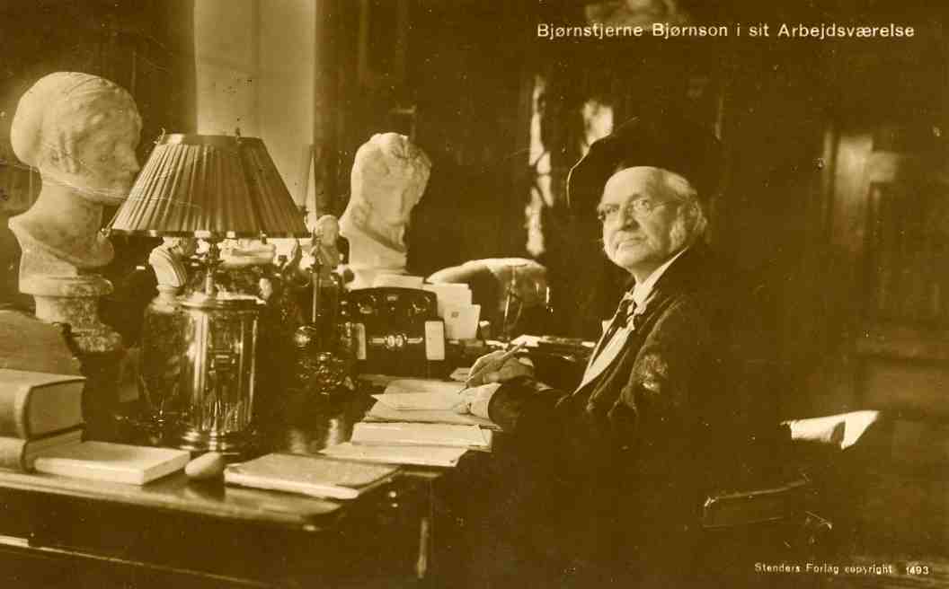 Bjørnstjerne Bjørnson i sitt arbeidsværelse Stender 1493 st Bru paa Jæderen 1917