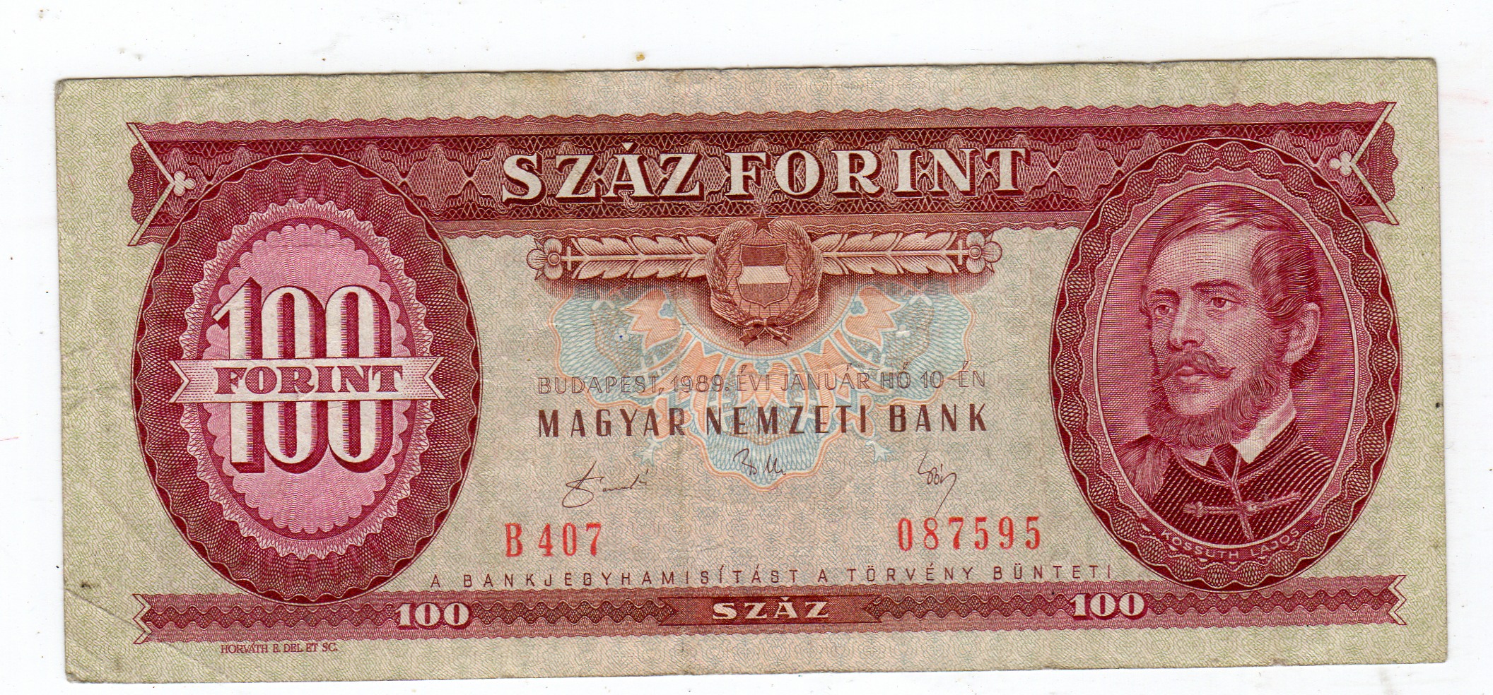 100 Forint kv1 1989