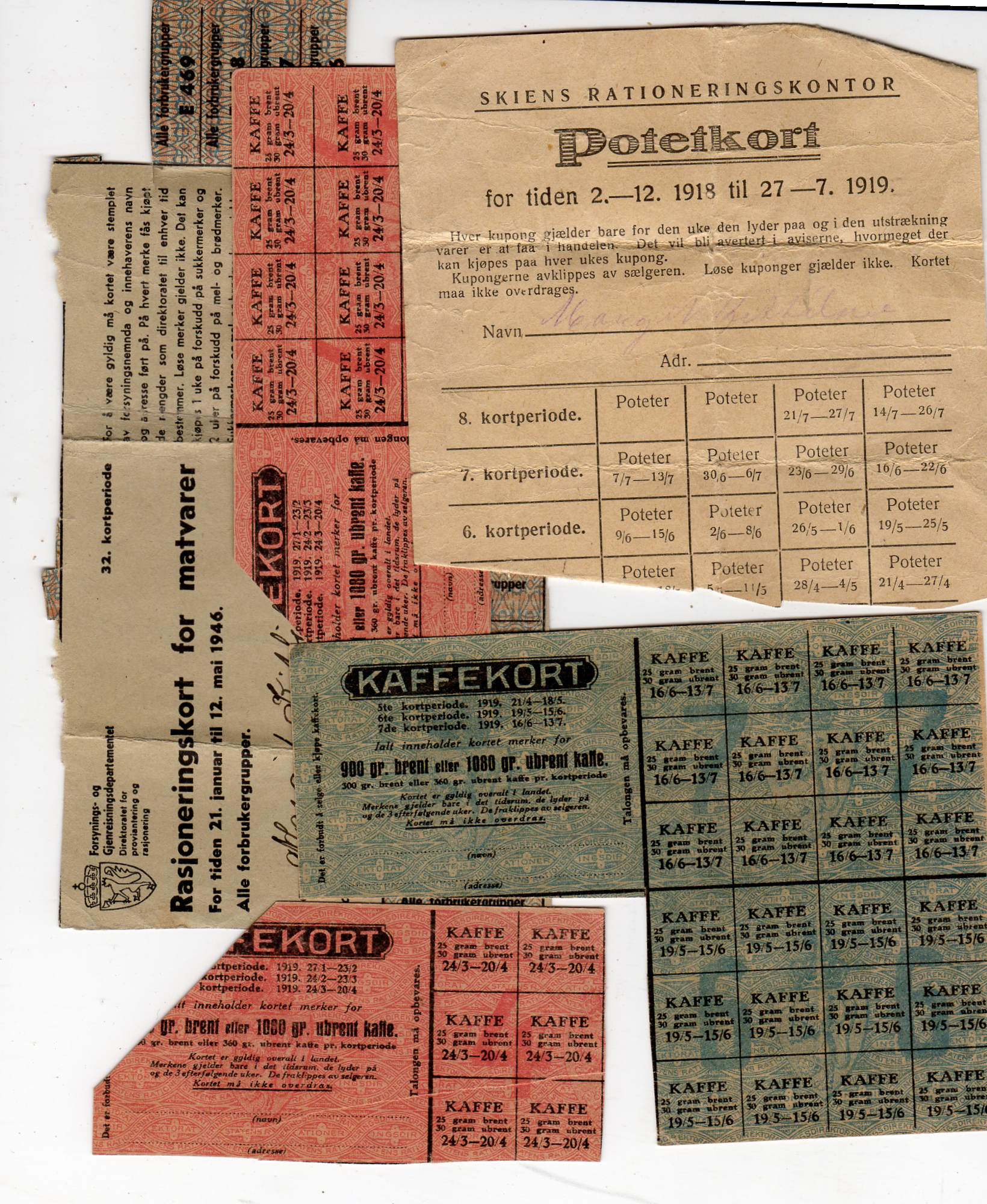diverse betalingskort fra 2 verdenskrig