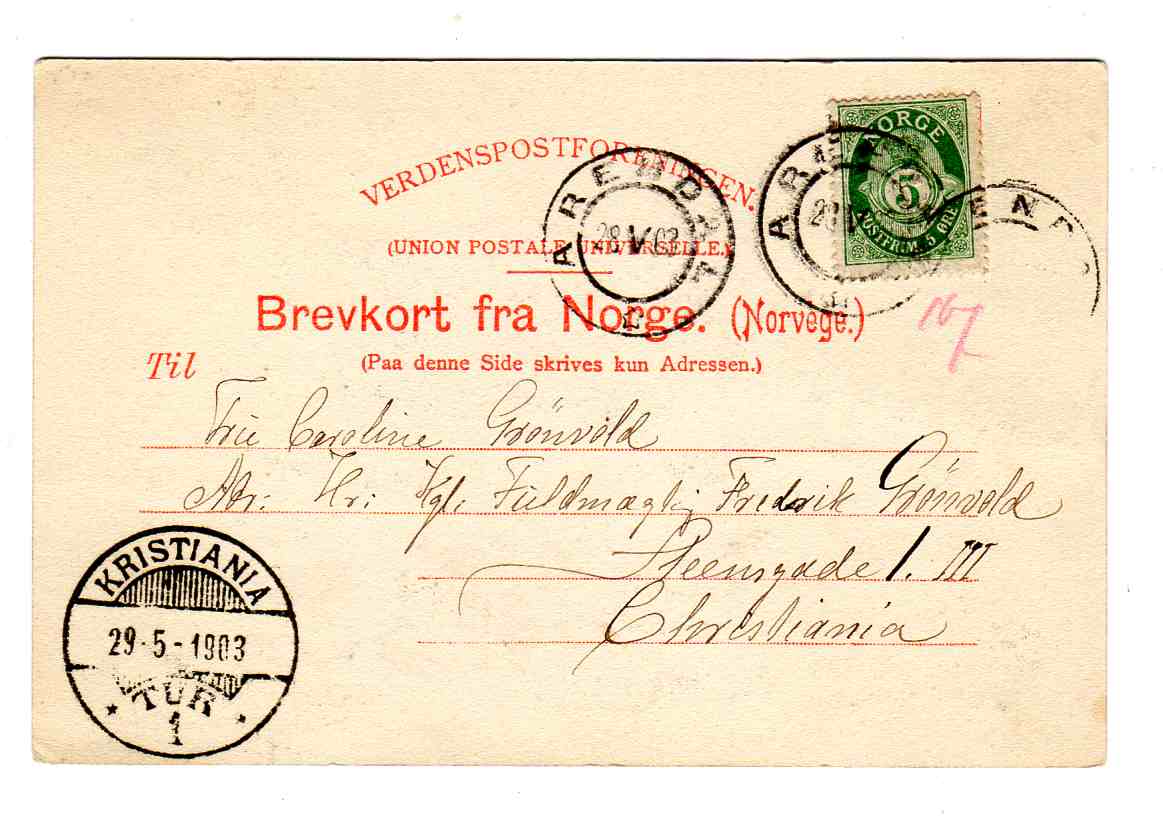 Arendal Torvet  st Arendal/Kristiania 1903 John S Olsen nr 1734