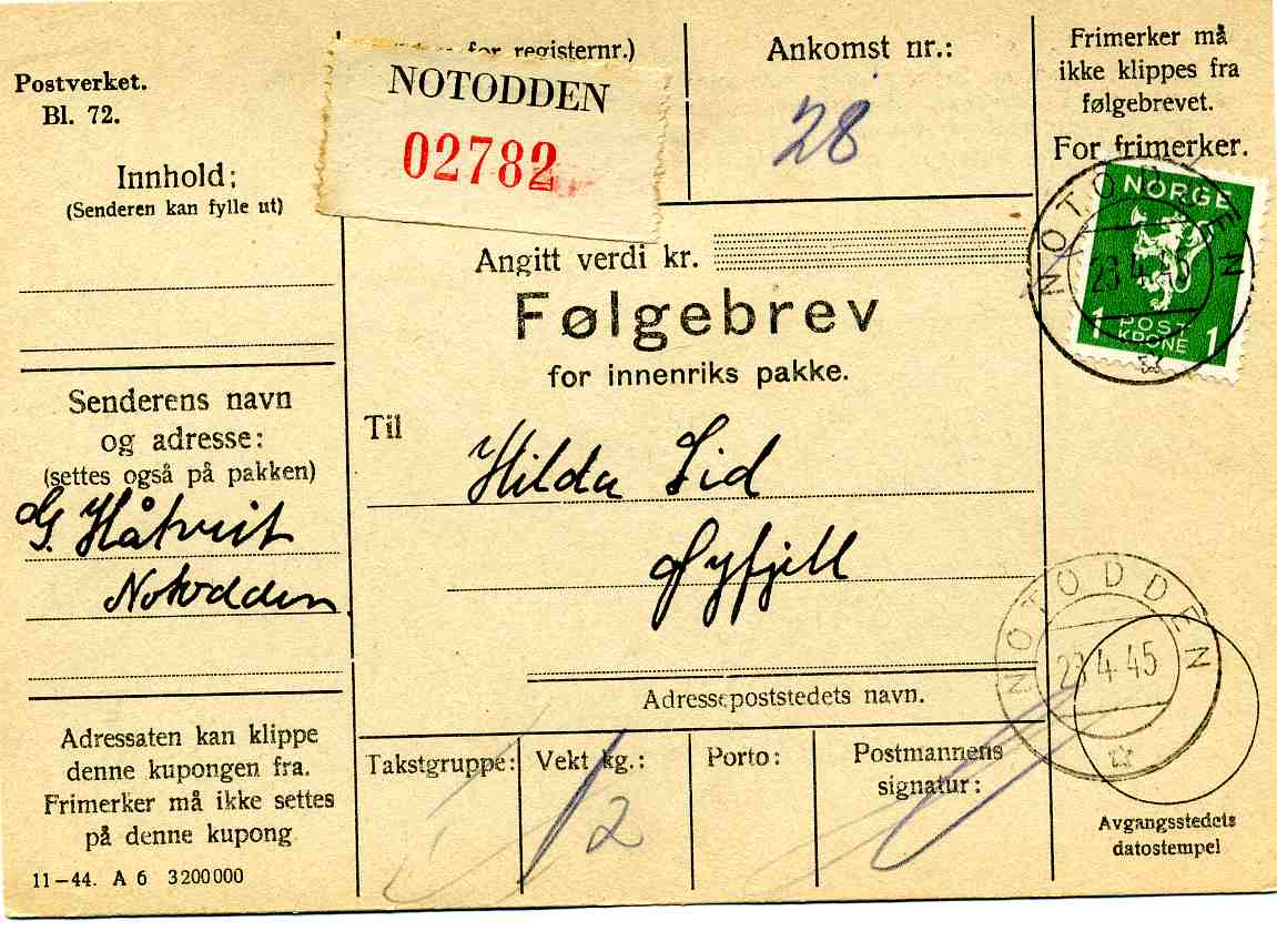 st Notodden/Øyfjell 1945