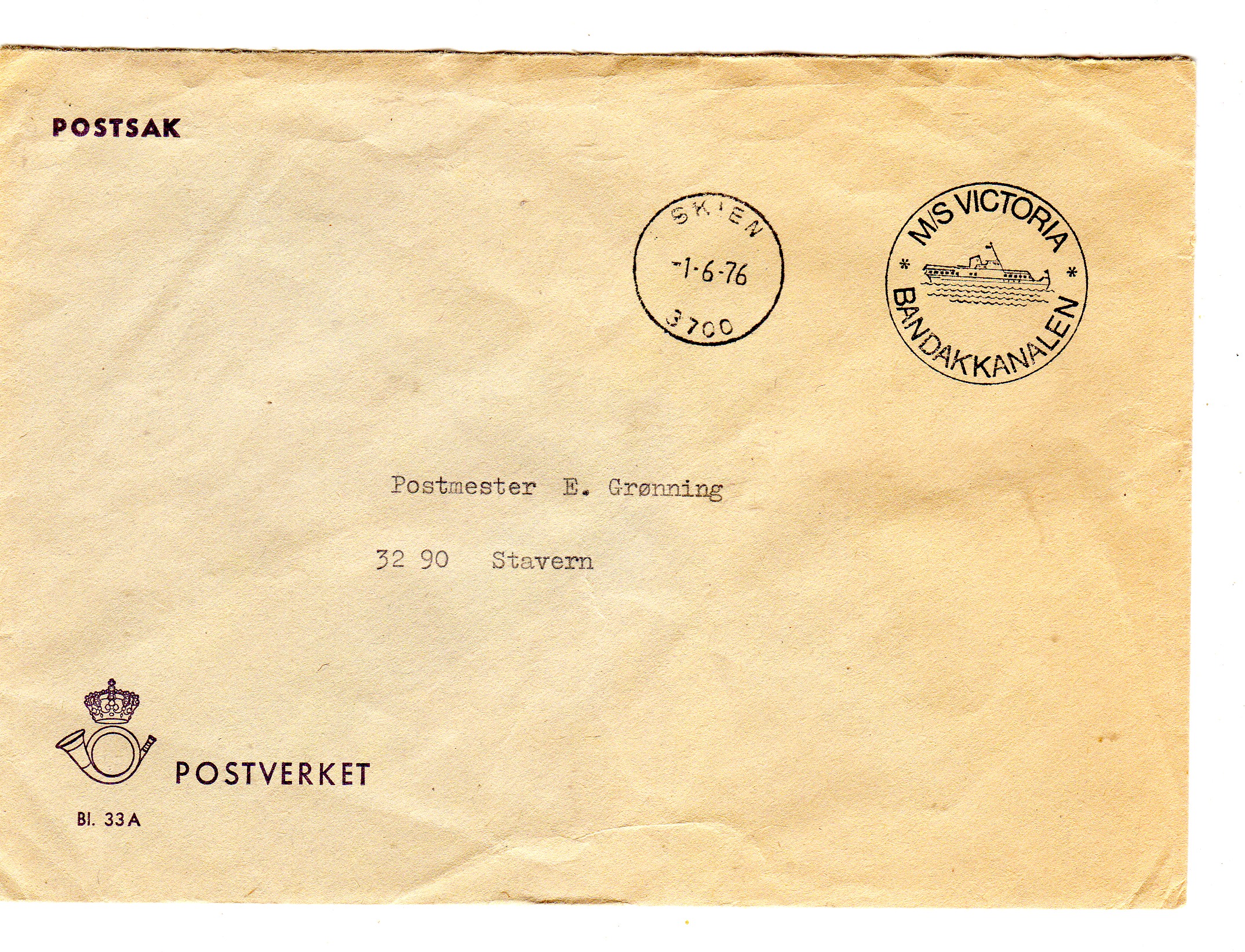 M/S Victoria Postverket 1976