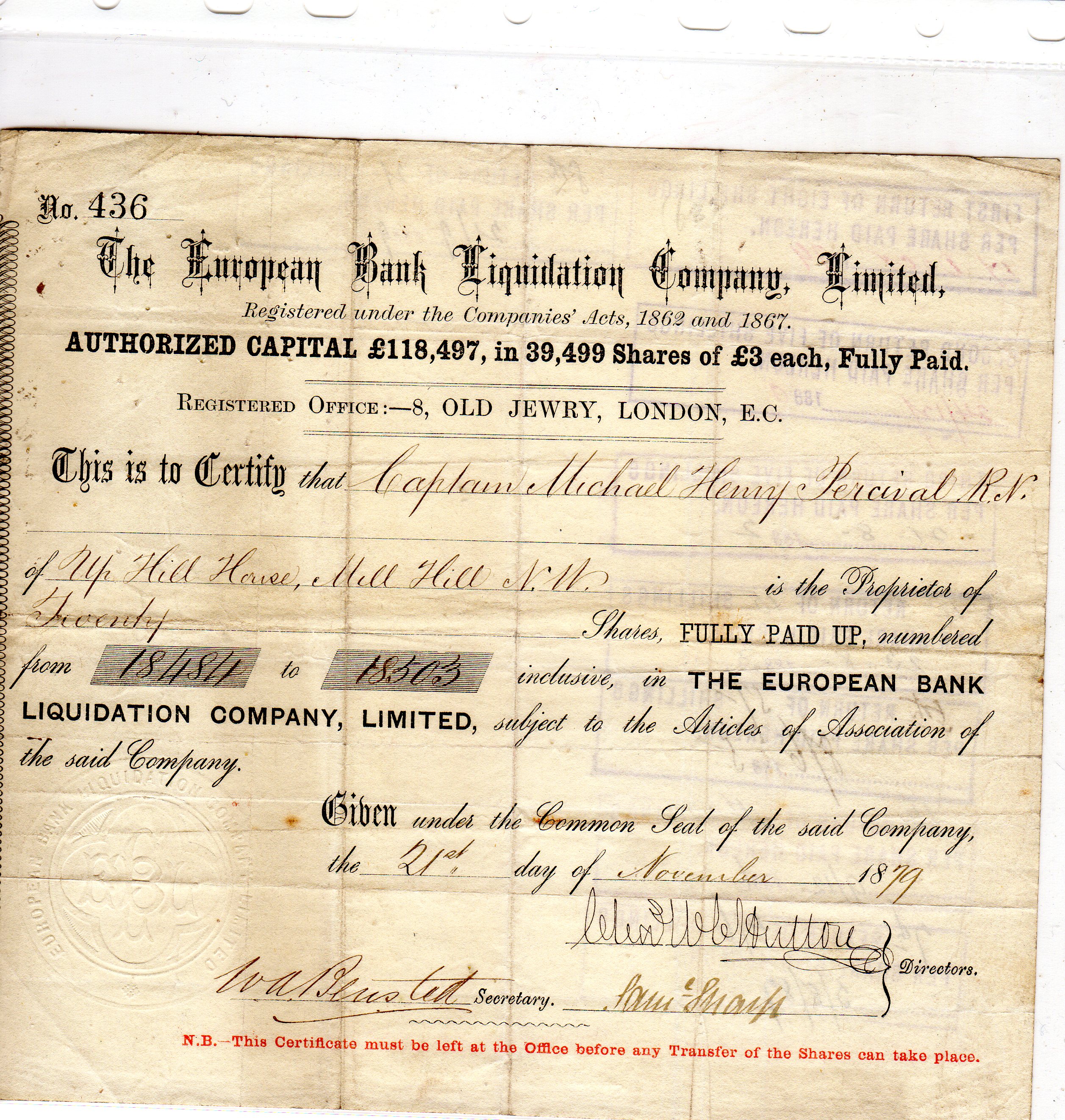 The European Bank Liquidation Company limited no 436  1879
