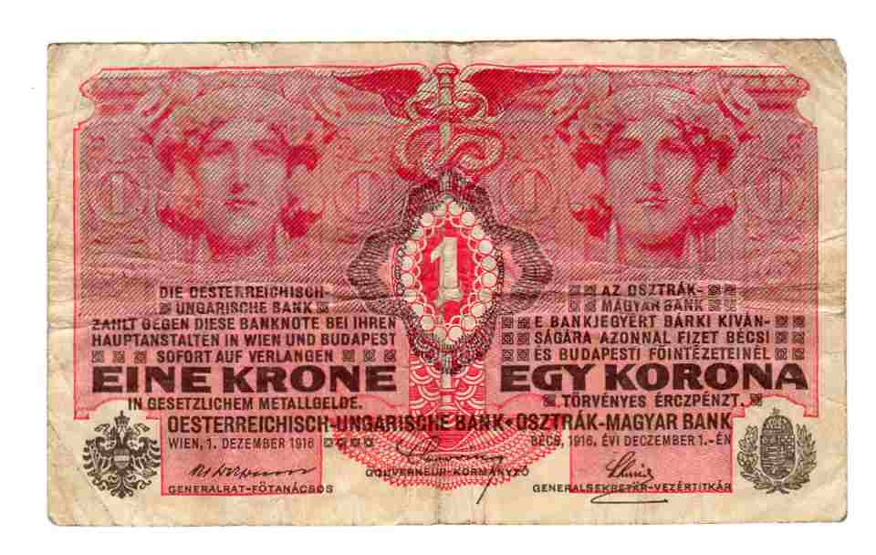 En krone Østeriske-Ungarske bank 1916 No 369416 1469 kv1
