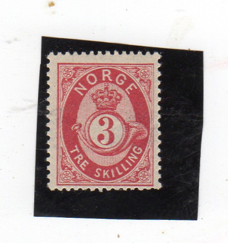 Hk 18c 3 sk posthorn brunkarmin 1875(plate3)** kat 5500