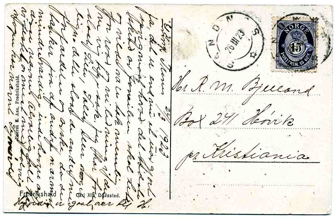 Fredrikshald(Halden) CarlXII dødssted E Aas st Sandnes 1923