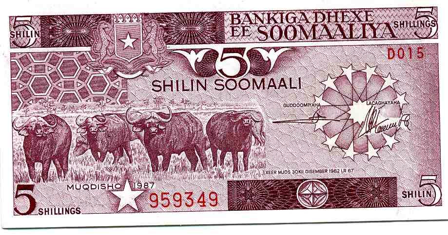5 somaliske shilling kv0 1987
