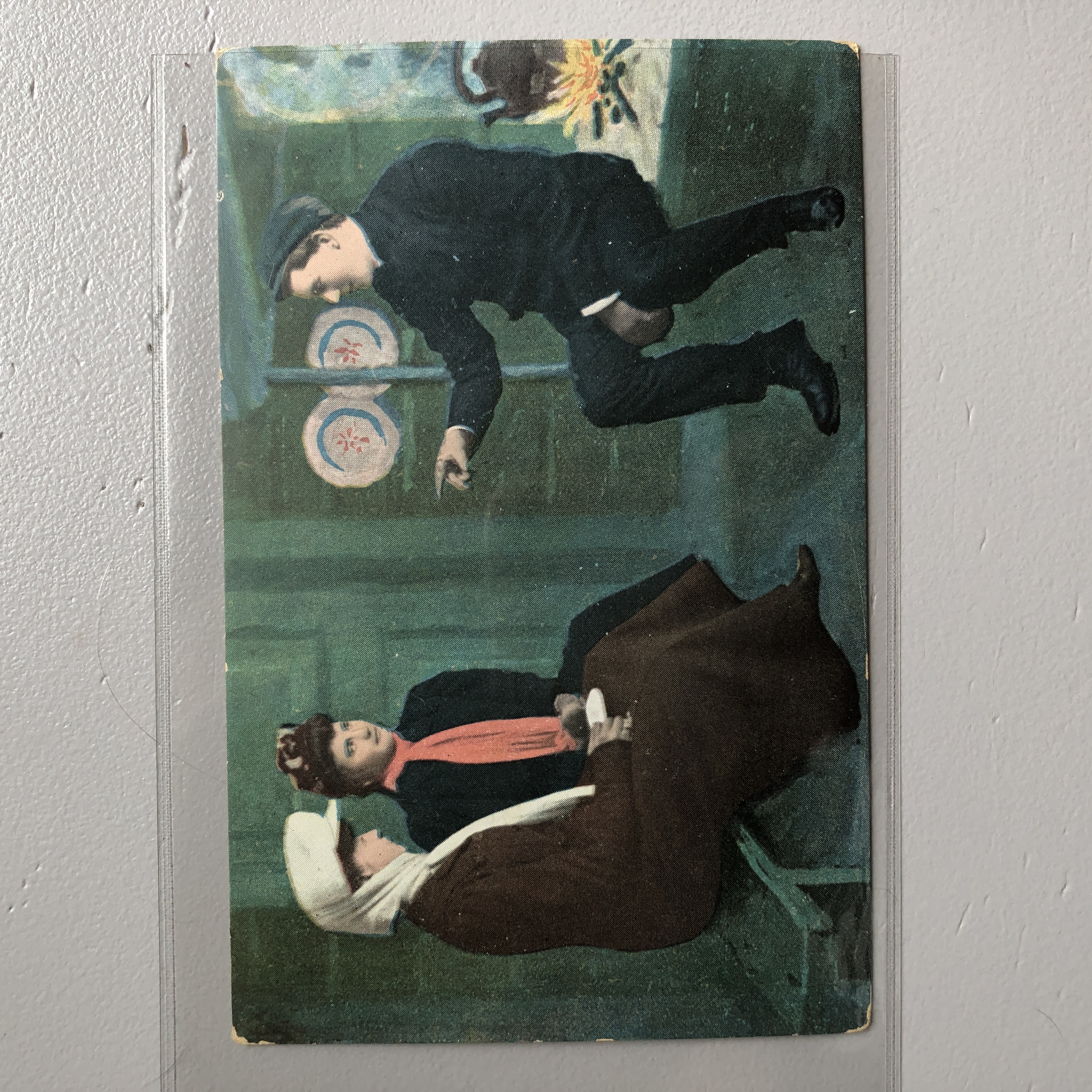 Maleri av to damer og en mann, M.&. Co, serie 582/6