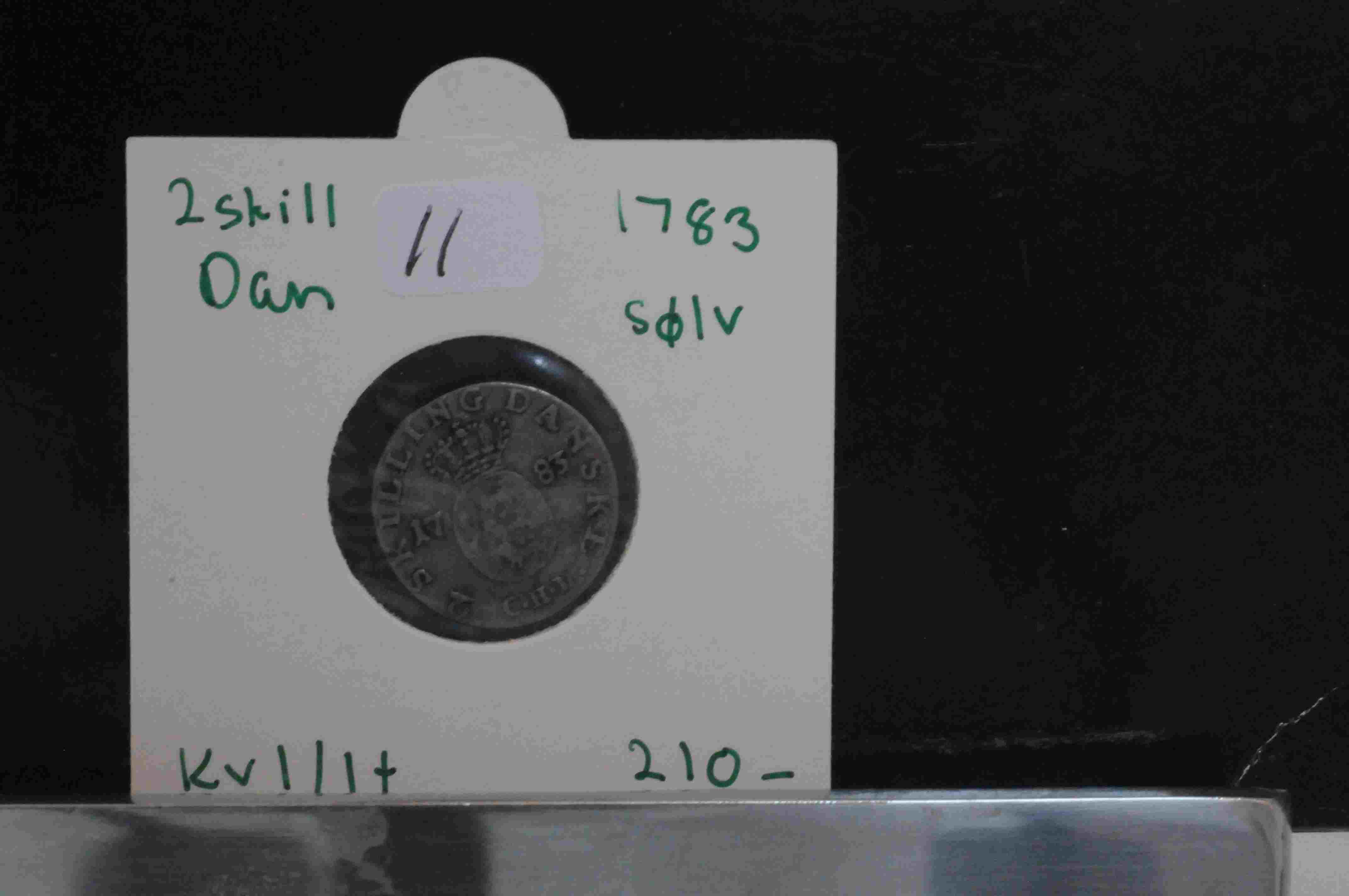 2 skill Dan 1783 sølv kv1/1+