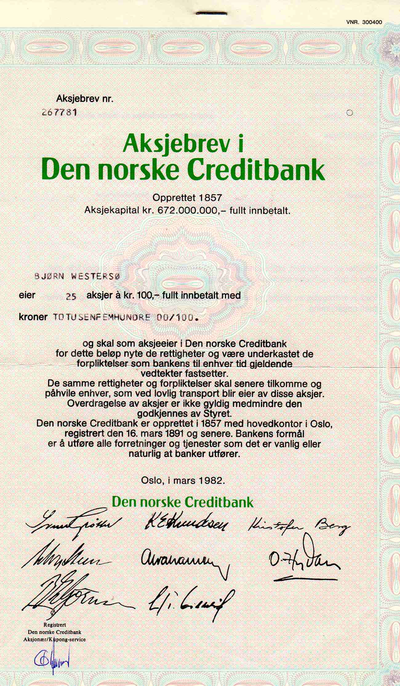 DNC nr267781  1982 kr 100
