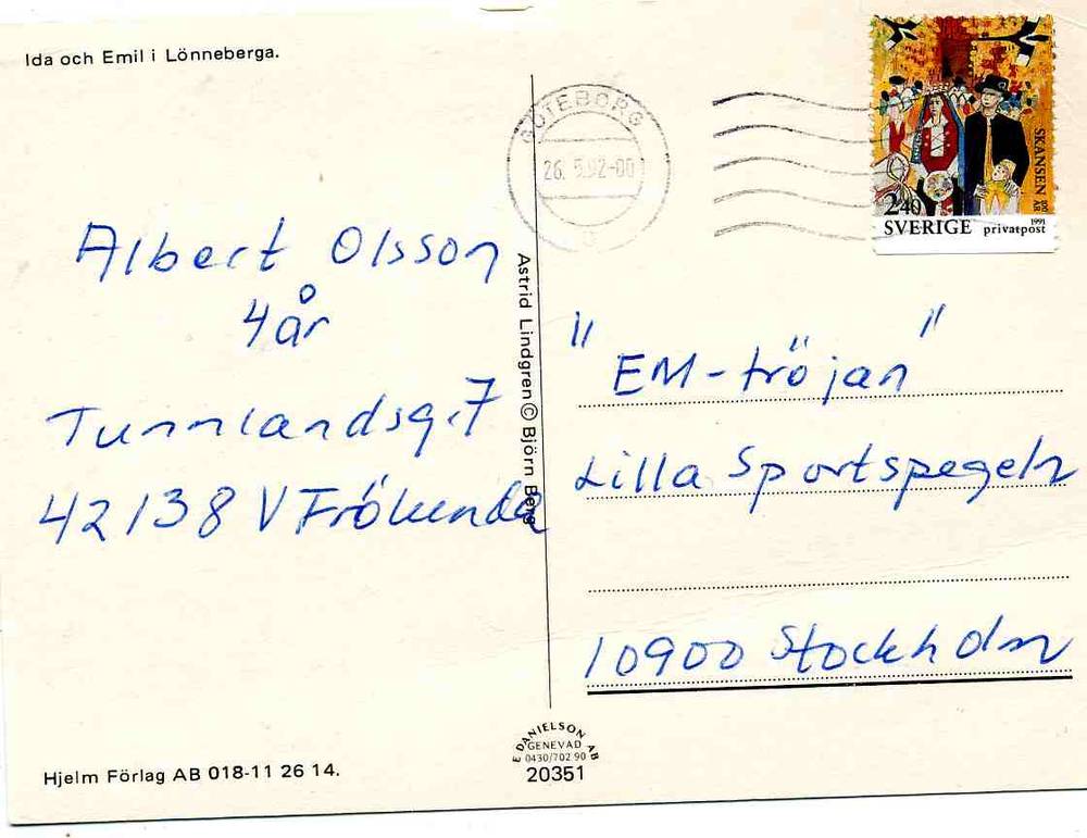Bjørn Berg "Ida och Emil i Lønneberga" Astrid Lindgren Hjelm 20351 st Gøteborg 1992