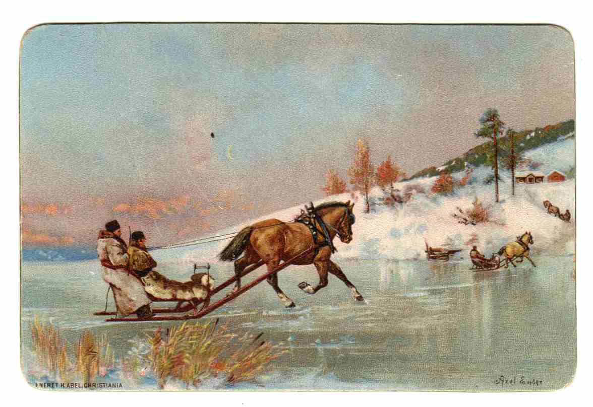 Axel Ender kartong Til julebesøk Hester på isen H Abel 1900