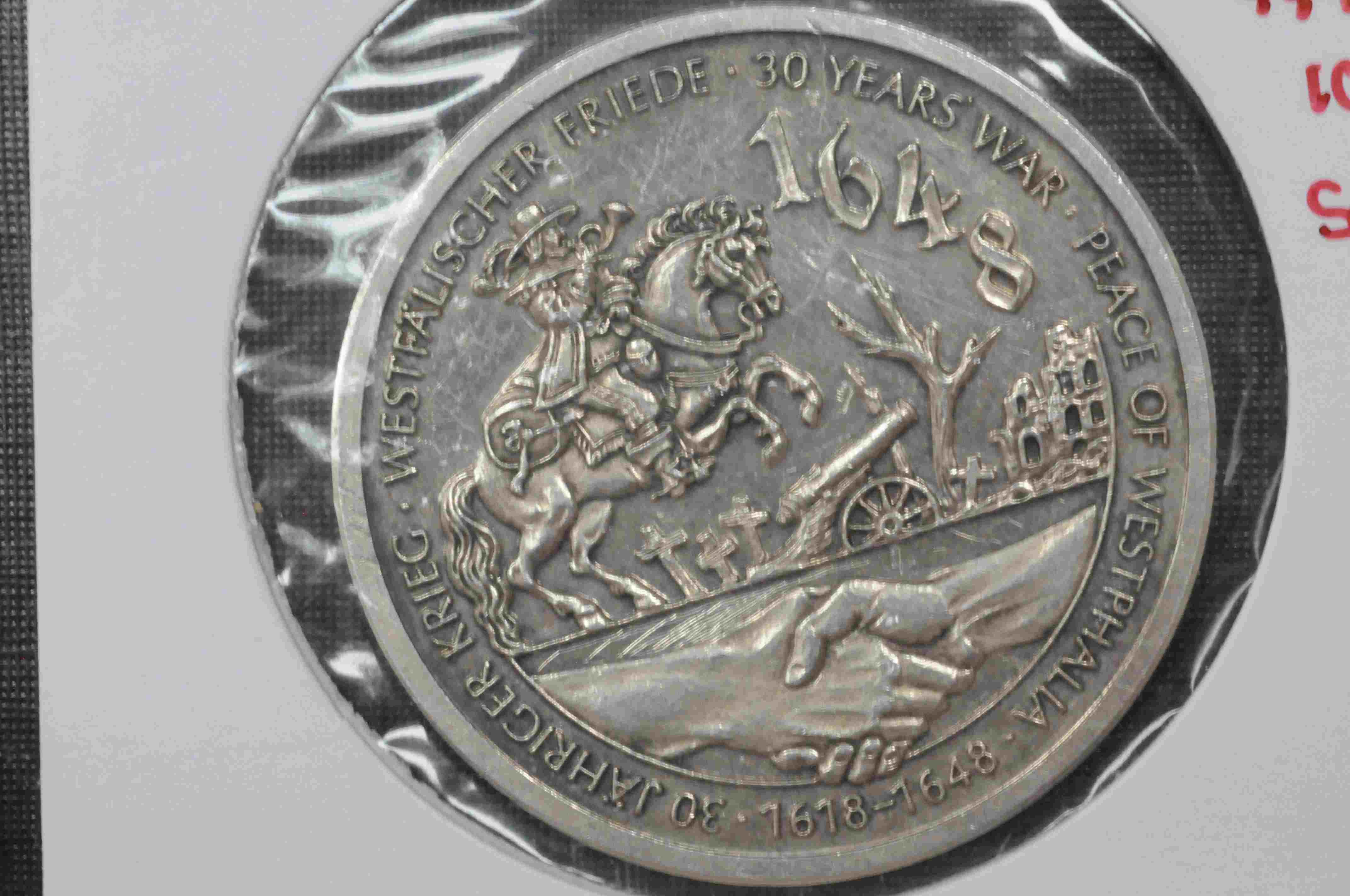 Tysk jub medalje Minne om 30 års krigen 999/1000 sølv kv0