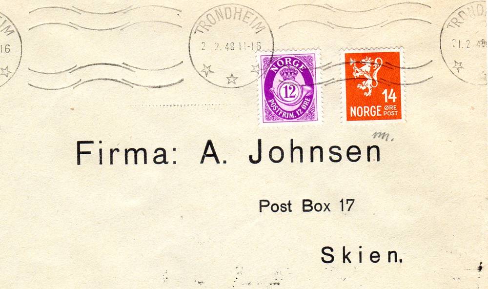 Firma A Johnsen Skien st Trondheim 1948