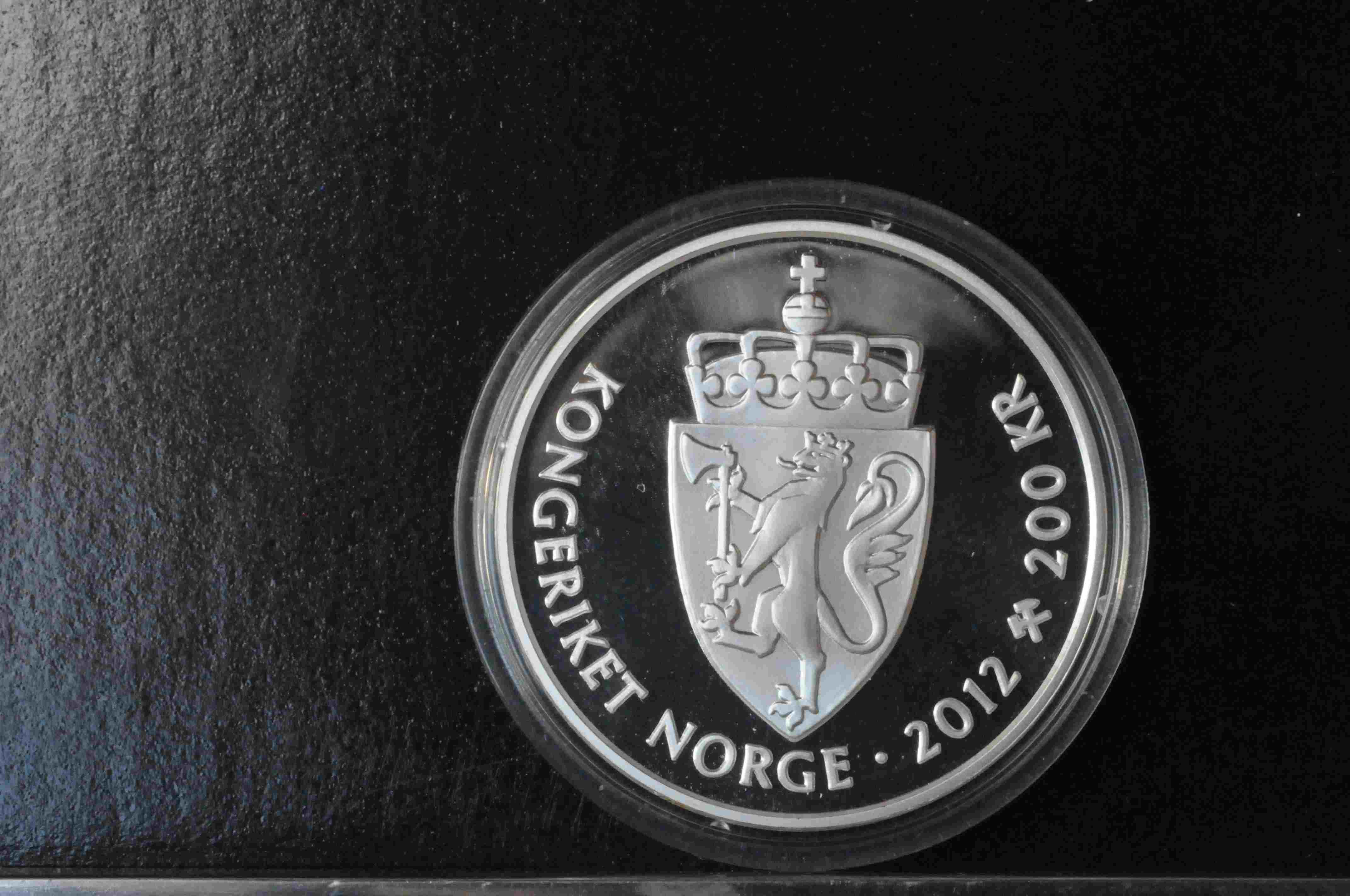 200 kr sølv 925%  2012 Sonja og Harald 75 år proof