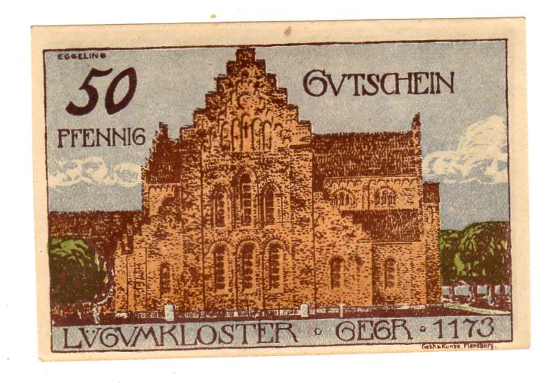 Løgumkloster kloster kommune 50pf 1920