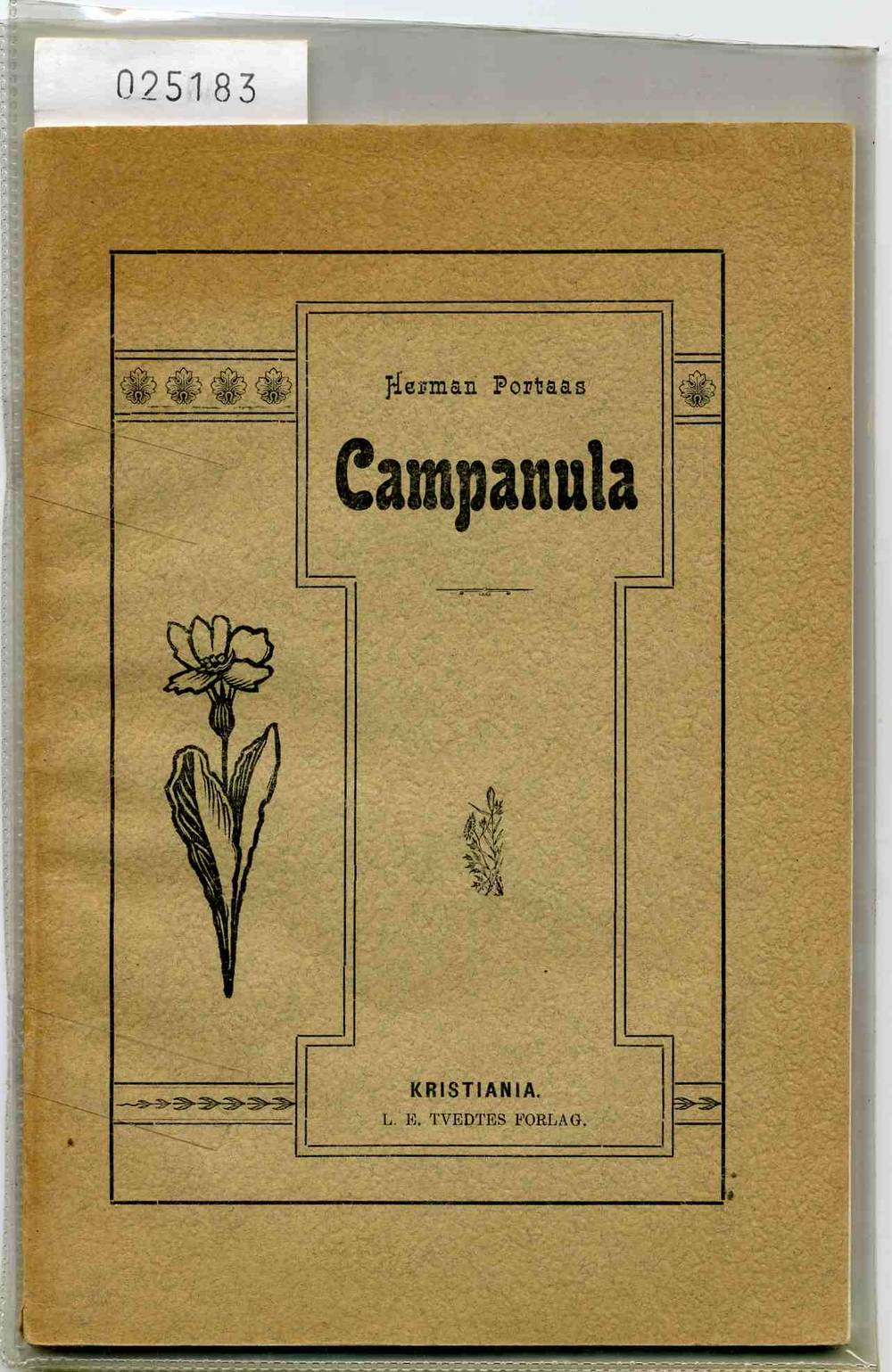 Campanula Herman Portaas kristiania Tvedtes forl.1902 1 utg pen