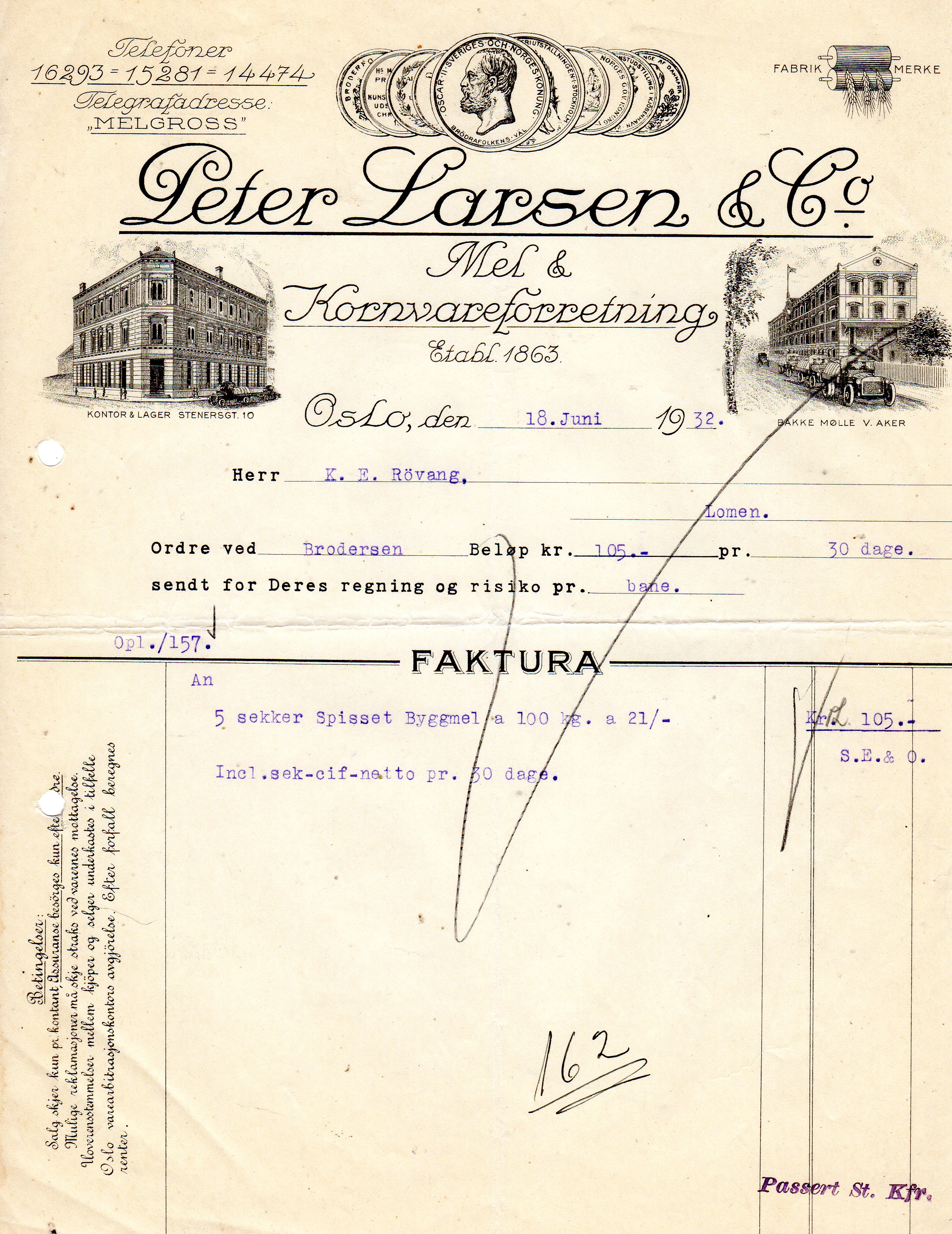 Peter Larsen 1933 pris pr stk 1933&1932