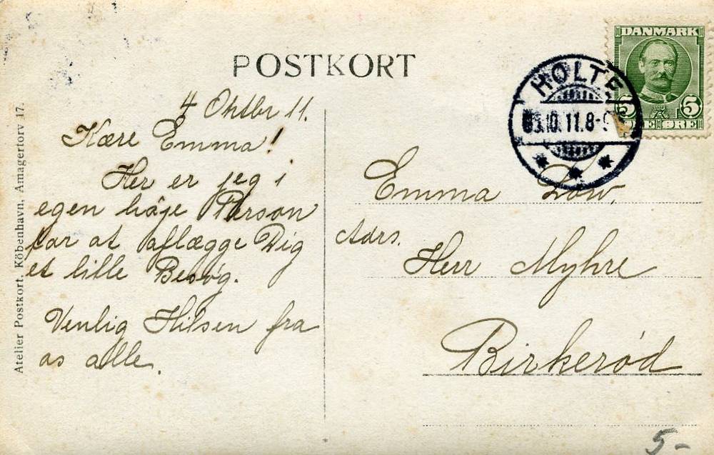 Atelier postkort st Holte 1911