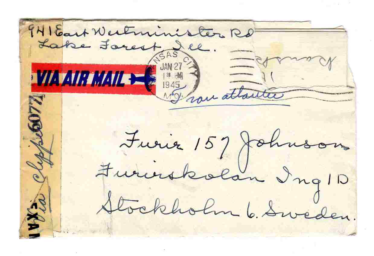 st Kansas City 1945 mangler frimerke 6077 med brev