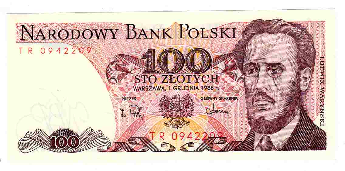 100 zloty  1988 TR serien 0942209 kv0