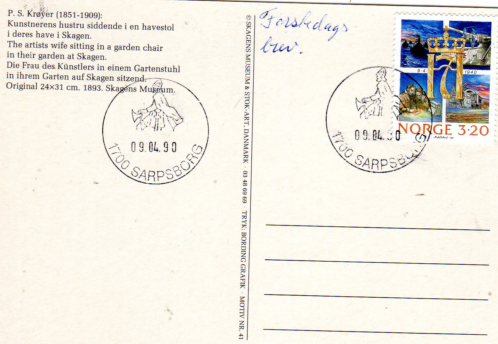 Stok-Art Danmark P. S. Krøyer St. 09.04. 1990 Sarpsborg 