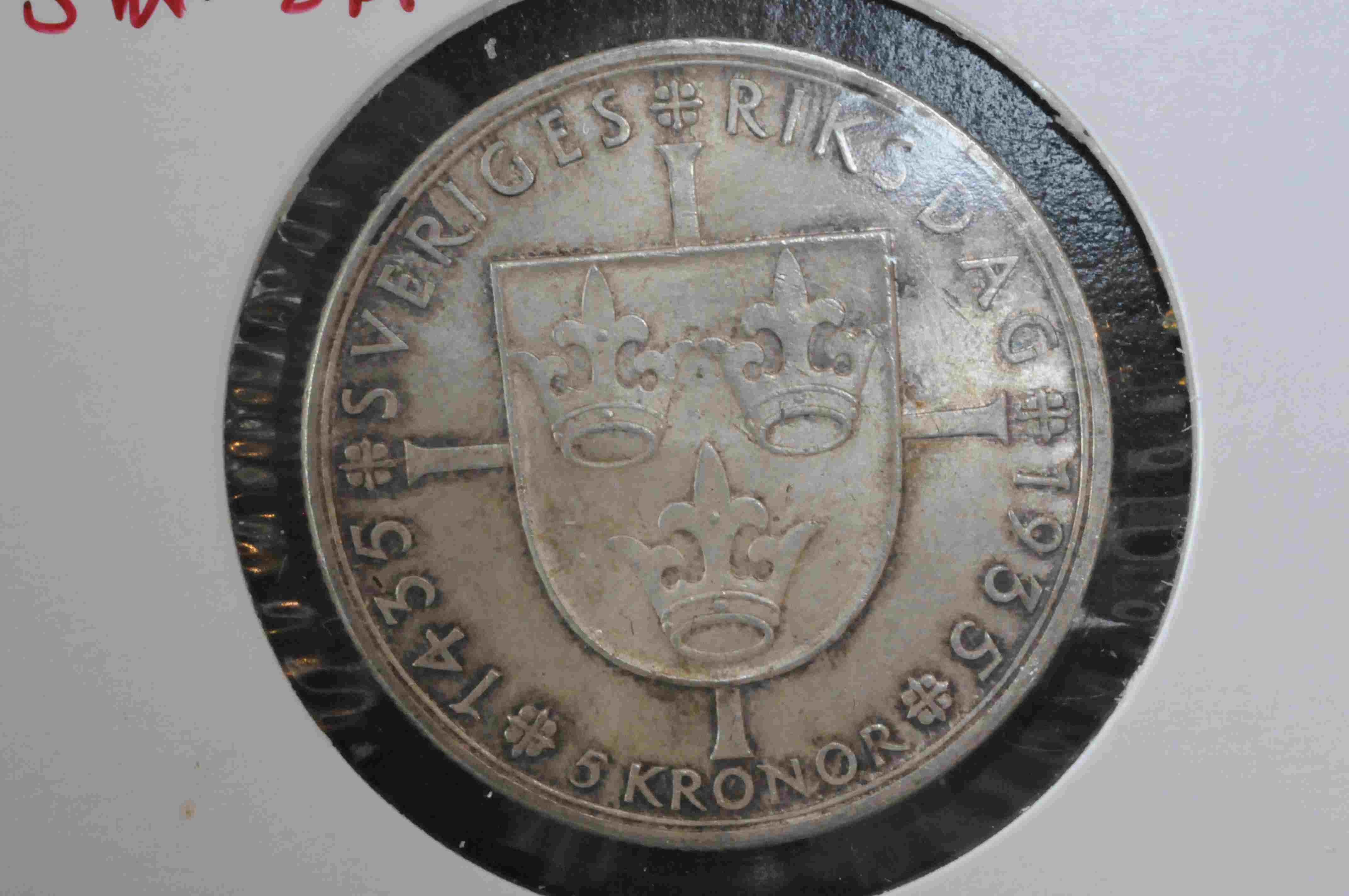 Sve 5 kr sølv 1935jub kv1+